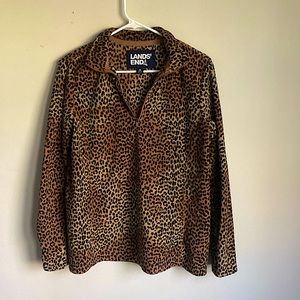 Cheetah LANDS’ END Quarter Zip Sweater